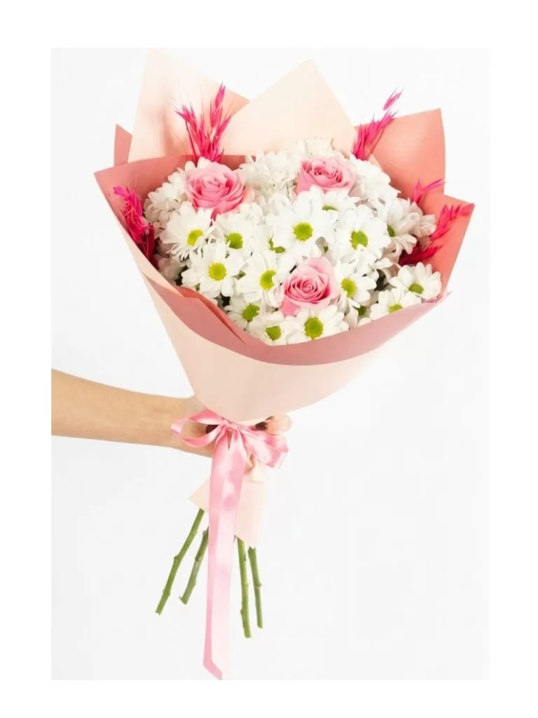 White Daisy & Pink Rose